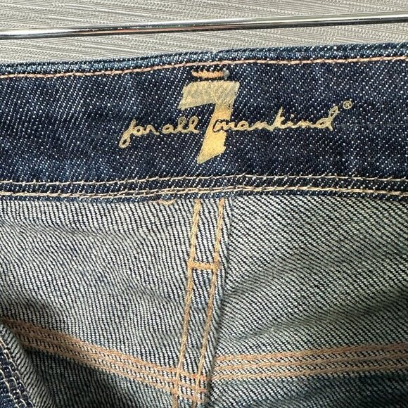 7 For All Mankind Jean Shorts Womens 27 Flynt Blue Cotton Stretch  Raw Hems - Picture 8 of 12